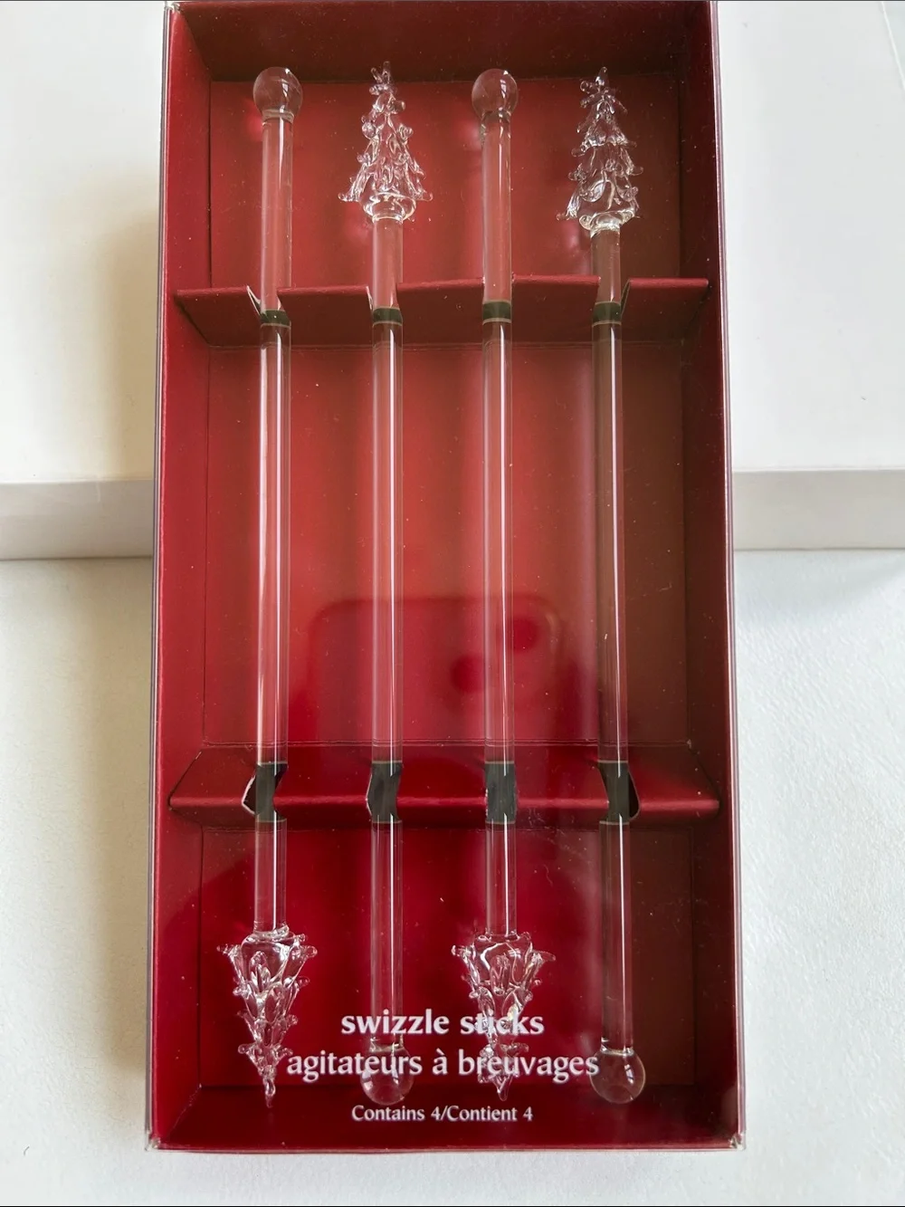 Pier 1 Clear Glass Holiday Christmas Tree Swizzle Stir Sticks